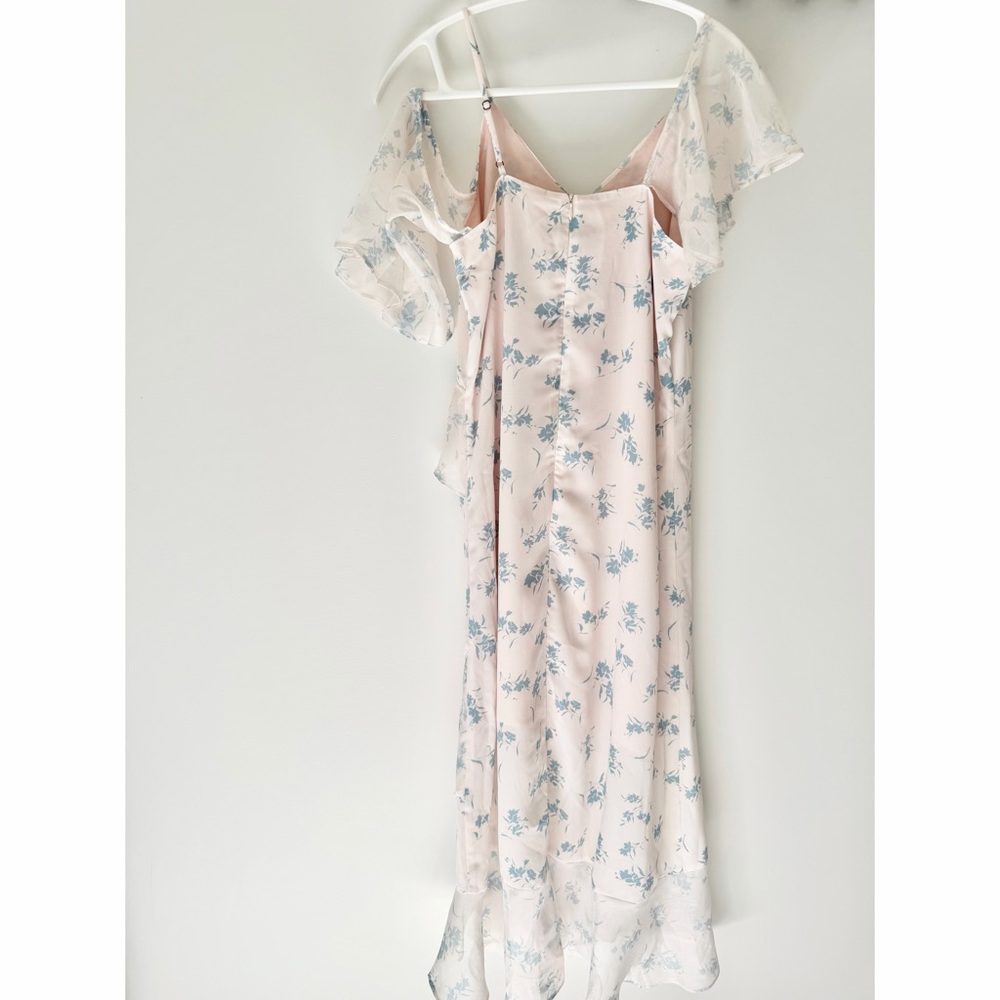 Simple Retro Asymmetrical Floral Ruffle Slip Dress - Picture 9 of 10